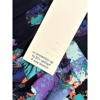 Calvin Klein Swimwear NWT Pleated High Waist Bikini Bottoms Floral Purple XXL