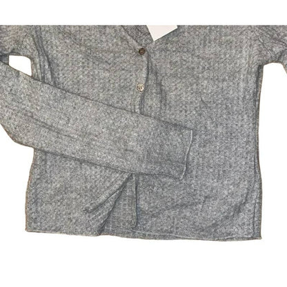 Socialite Women's Cropped Cardigan Sweater Large Grey NWT V-Neck Long Sleeve