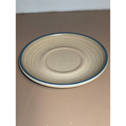 Pfaltzgraff Saucer for Tea Cup Replacement 6" Plate Tan Blue Edge LOT of 6
