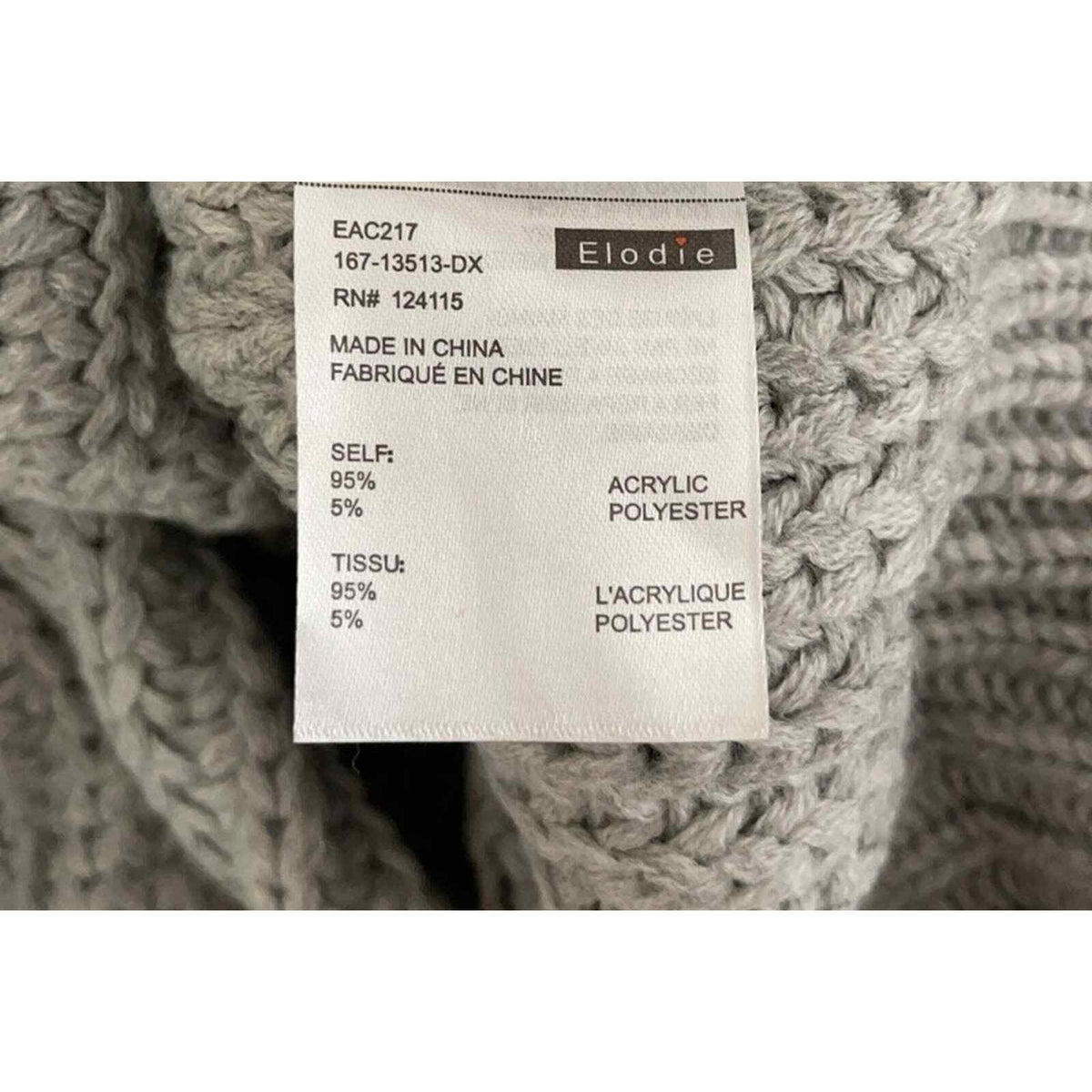 Elodie Medium Lt Grey Chunky Long Sleeve Knit Sweater open stitch pullover NEW