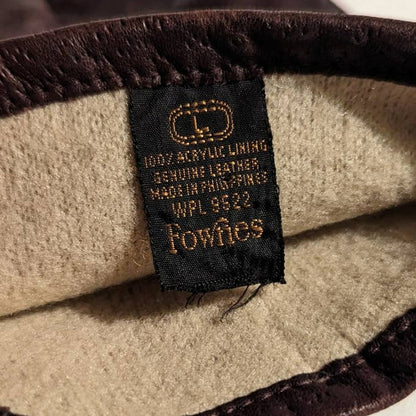 Fownes Brothers Vintage Brown Speckled Genuine Leather Gloves Lined Mens Winter