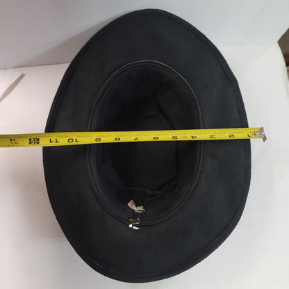 Western Aussie Style Black Suede Bush Leather Hat LARGE Vintage