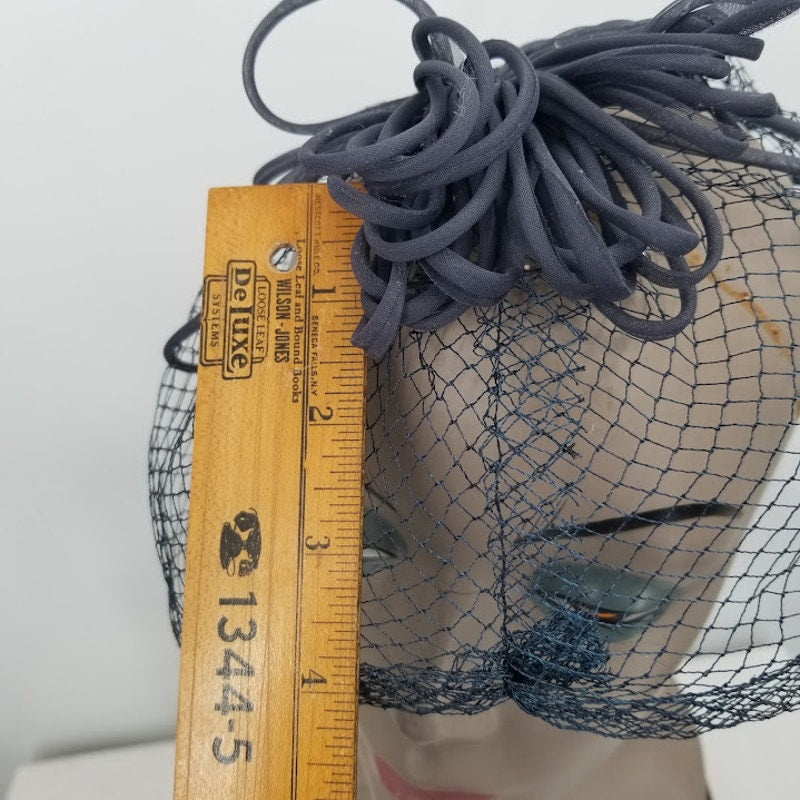 Vintage Whimsy Hat Netting Veil Hat Black Fascinator 1950s Veil Black Bow Net