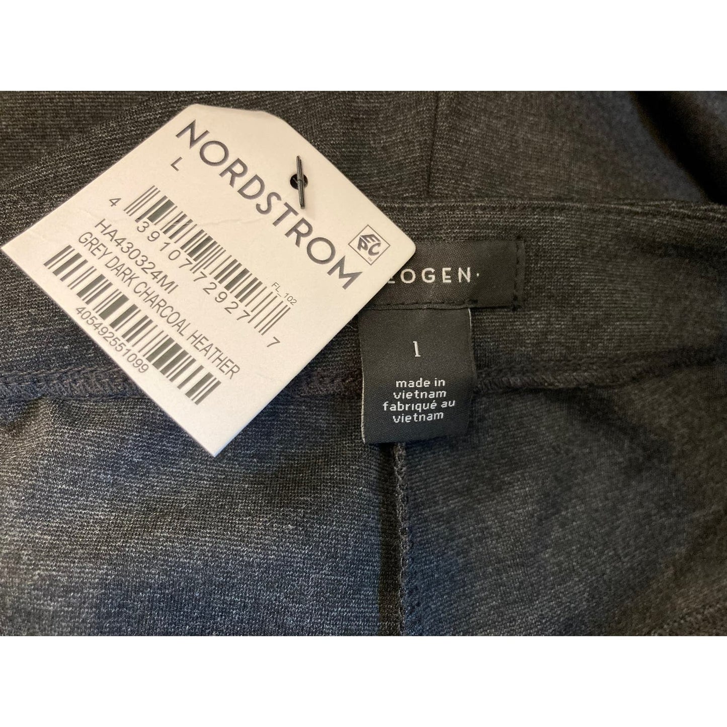 Halogen Stretch Flat Front Side Zip Crop Pants Sz Large in Charcoal Heather NWT