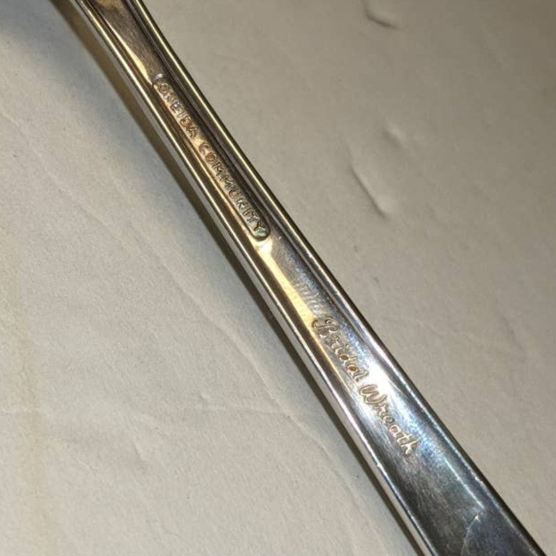 Oneida Community Bridal Wreath 1950 Cake Serving Knife Slotted Wedding Flatware