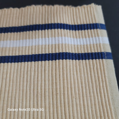 set 4 Pier 1 Imports All cotton Placemats Cream Blue White Striped VTG 20x14set