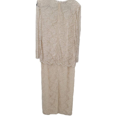 Lawrence Kazar N.Y. beaded Gown Mother in Law Wedding Dress Large Vintage Cream