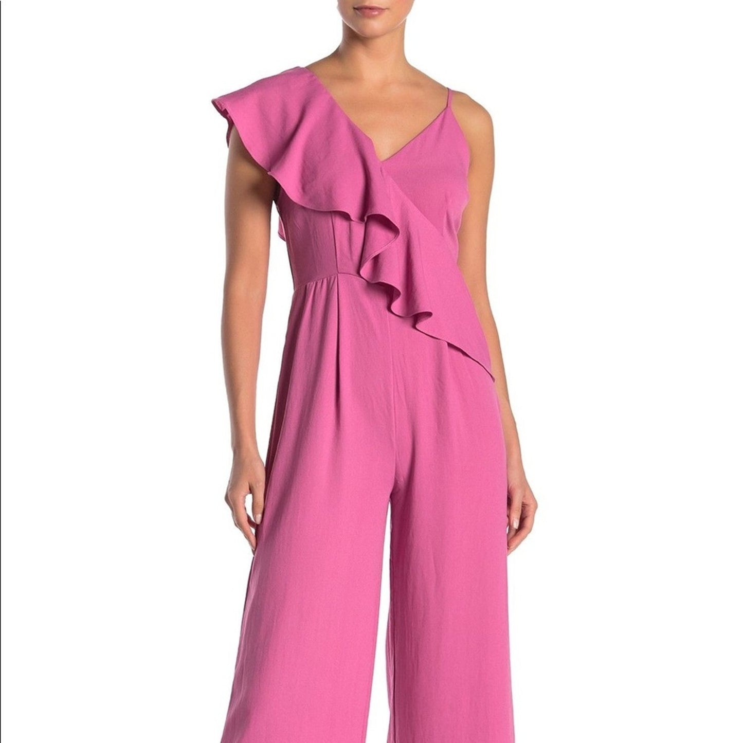 See the Shades Pink Ruffle Trim Jumpsuit Pantsuit Size XLarge
