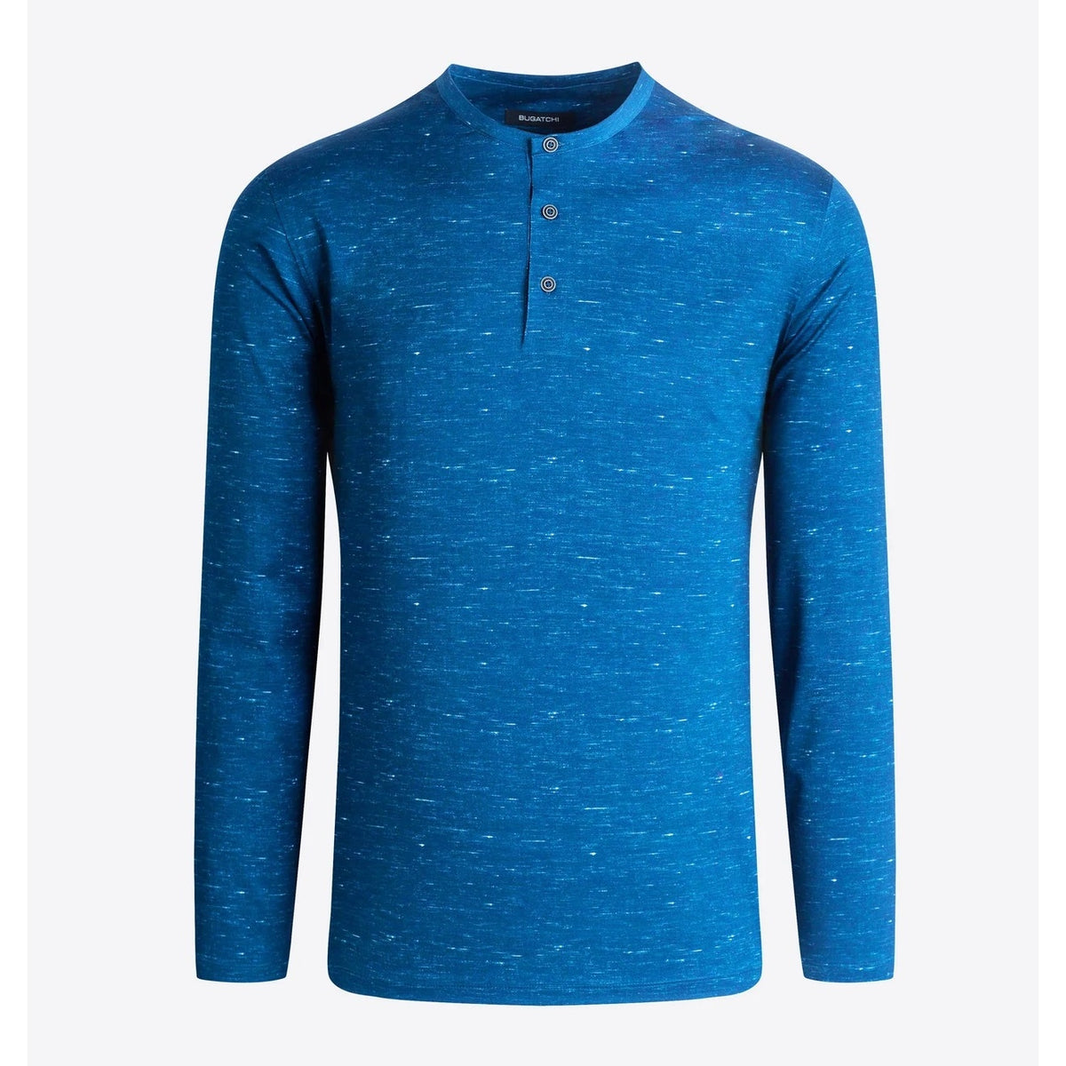 Bugatchi Chambray Performance Long-sleeve Henley Teal Men's Size XXL NEW