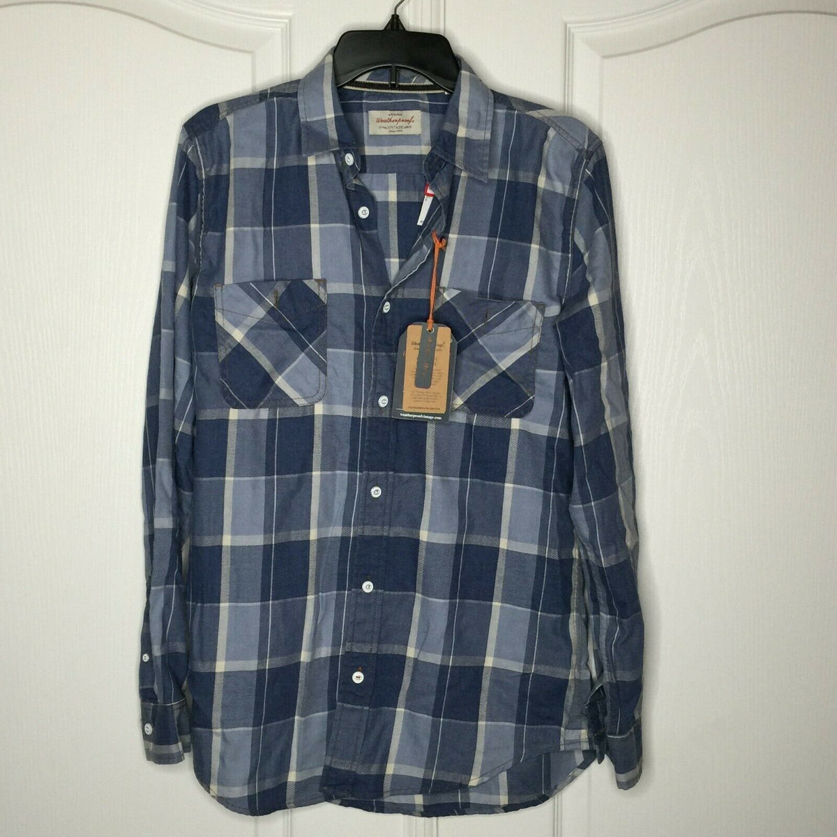 Weatherproof Burnout Plaid Print Regular Fit Flannel Shirt Long Sleeves Small