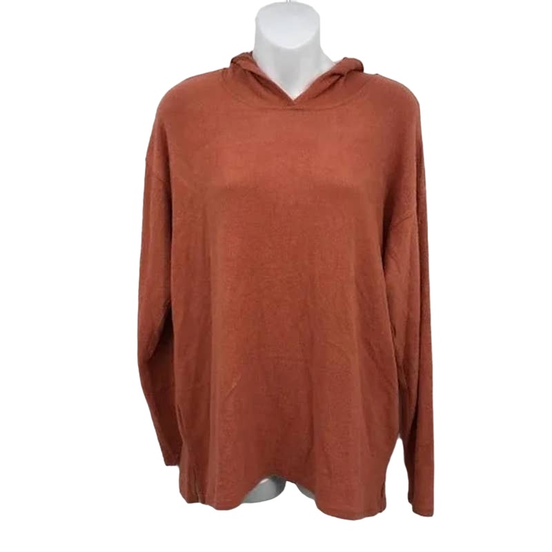 CENY Women's Pullover Hoodie Large Rust NEW Drop Shoulder Lightweight Fleece