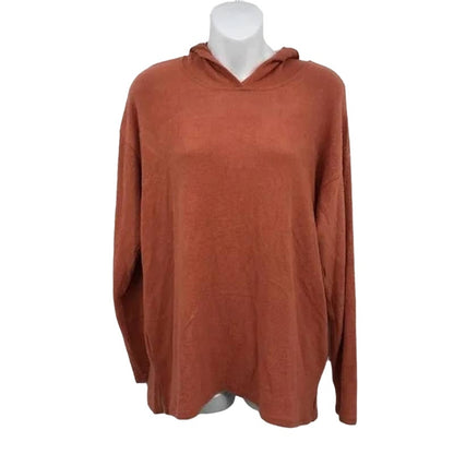 CENY Women's Pullover Hoodie Large Rust NEW Drop Shoulder Lightweight Fleece
