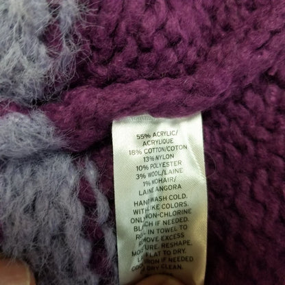 NEW Caslon Pullover Sweater V-Neck Long Sleeves Mixed Stripe Purple Multi 2X