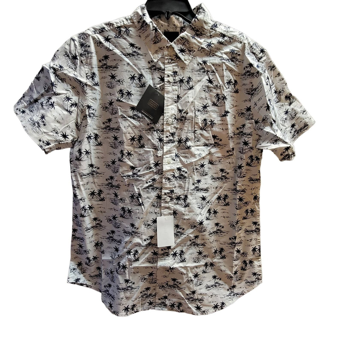 14th & Union XXL button Down Shirt Palm Blue white short sleeve NAVY OASIS