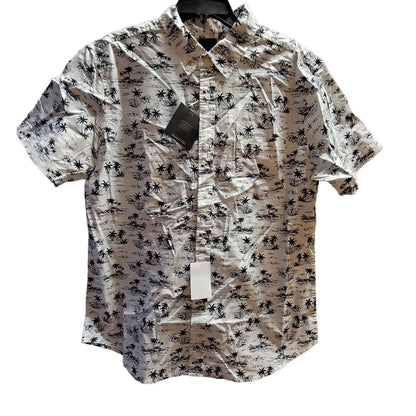 14th & Union XXL button Down Shirt Palm Blue white short sleeve NAVY OASIS