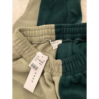 Topshop Colorblock Fleece Joggers Sweat Pants Sz 4-6 Two-Tone Green NWT