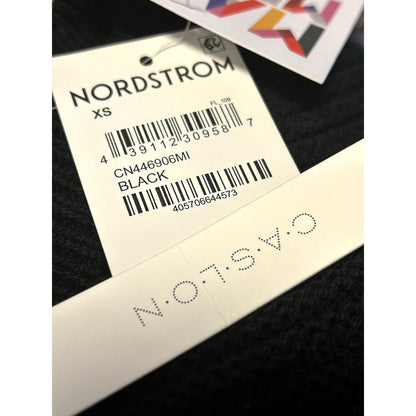 Caslon NWT Black Cable Knit Sleeve V-Neck Ribbed Sweater Size XS