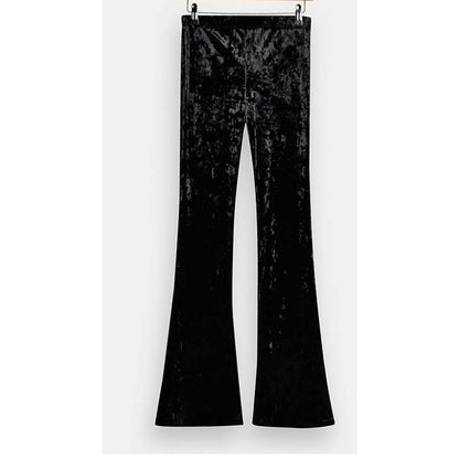 Topshop Womens Soft Crushed Velvet Knit Pull On Flare Leg Pants Size 8 Black NWT