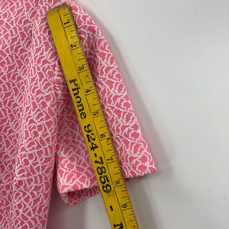 tEXTURED Pink Dress 1960s Polyester Short Sleeve Large/ XL Sheath VINTAGE RED