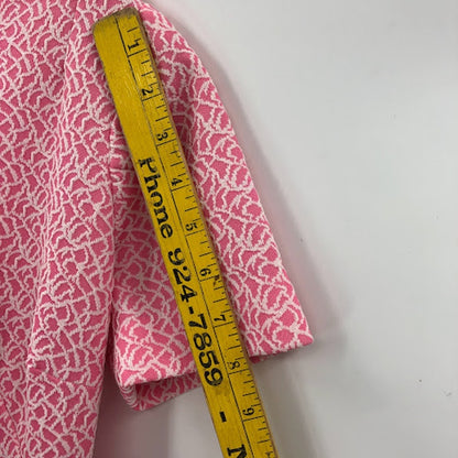 tEXTURED Pink Dress 1960s Polyester Short Sleeve Large/ XL Sheath VINTAGE RED