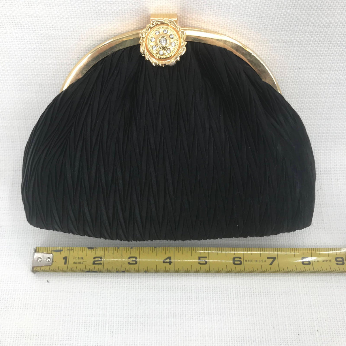 Elka Embellished Locked Party Black Clutches Crossbody Purse Gold Chain