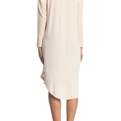 Bobeau Soft Curved Hem Scoop Neck Tunic Sweater Dress Sz Medium in Oatmeal NWT