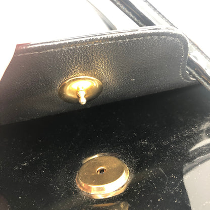Vintage Lewis Women Handbag Purse Shiny Patent Leather 3 Compartment Black OS
