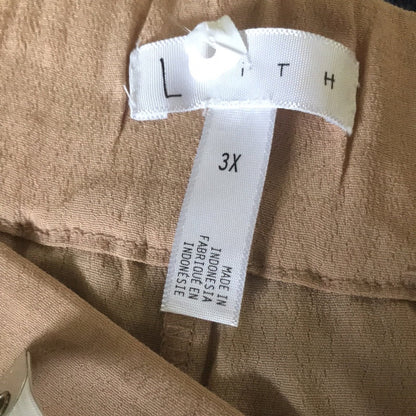Leith NWT Tan Taupe Pocket Easy Cropped Pants 3X