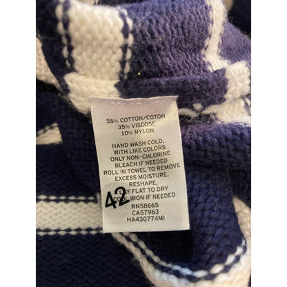 Halogen X Atlantic-Pacific Crew Sweater Sz Large Navy/White Cathy Stripes NWT