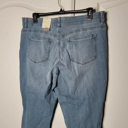 Style & Co Curvy Skinny Leg Jeans Distressed Mid Rise Fly Button Blue 18 Destroy