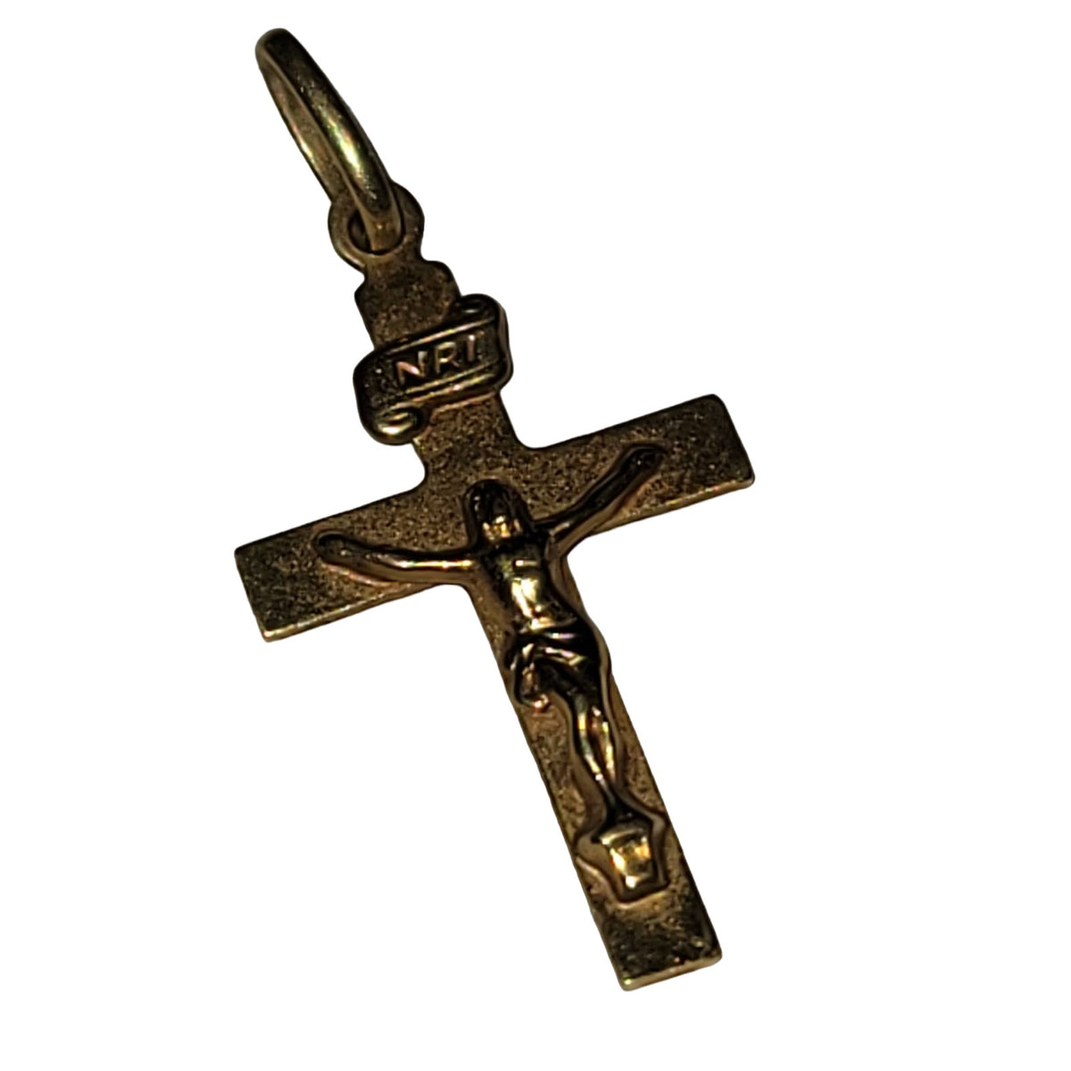 Gold cross Pendant charm Jesus Christ Crucifixion Italian DE Italy 14K Mark 585