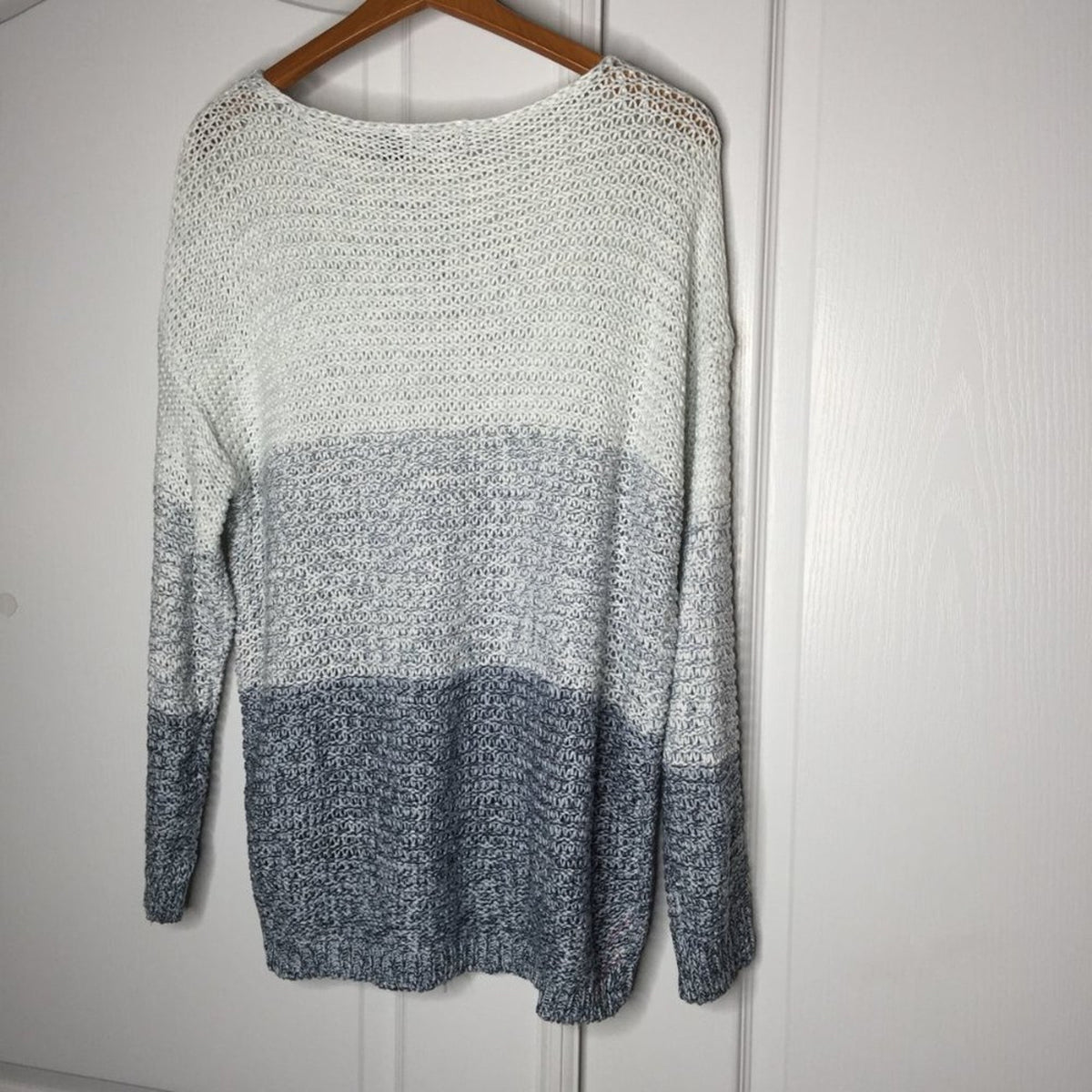 Rdi Open Stitch Pullover Sweater Long Sleeve Boat-Neck Blue Combo Size X-Large