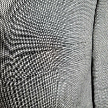 Hart Schaffner Marx 2 Button Windowpane Blazer 100% Worsted Wool Gray 38L