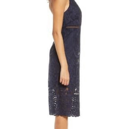 Bardot size 4 Blue Hana Lace Halter Cocktail Dress cocktail Strappy Backless