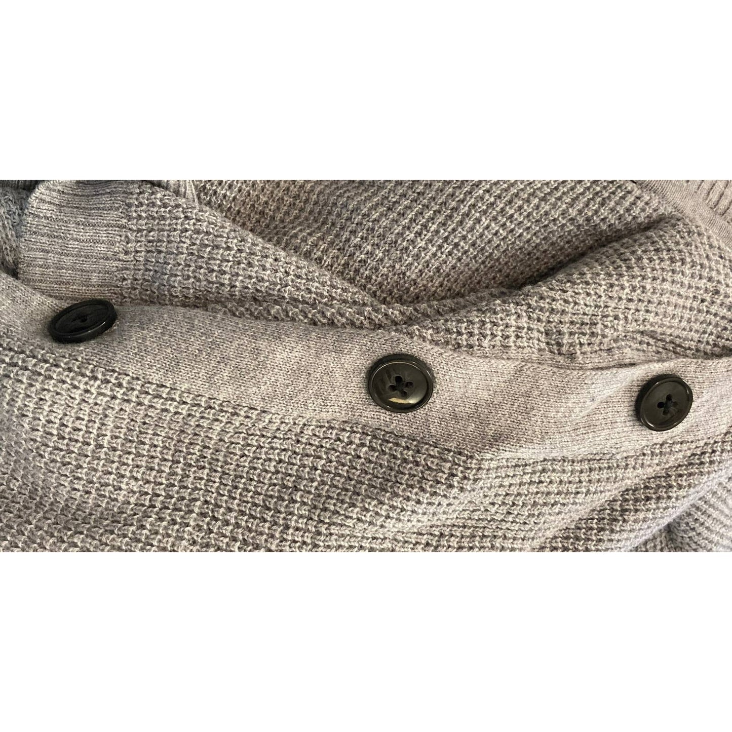 1.State Crew Long Sleeve Side Button Waffle Knit Top Sz Large Silver Heather NWT