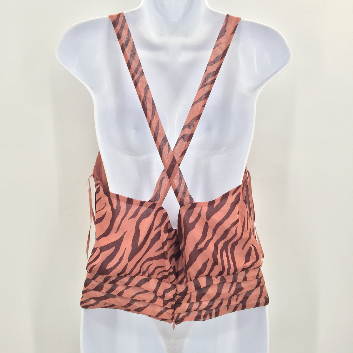 ASTR Mauve Zebra Animal Print Crossback Tank Top Tiger Stripe Pink Large NWT