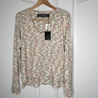 Codexmode Pullover Sweater Long Sleeve V- Neck Space Dye Green Multi Size Large