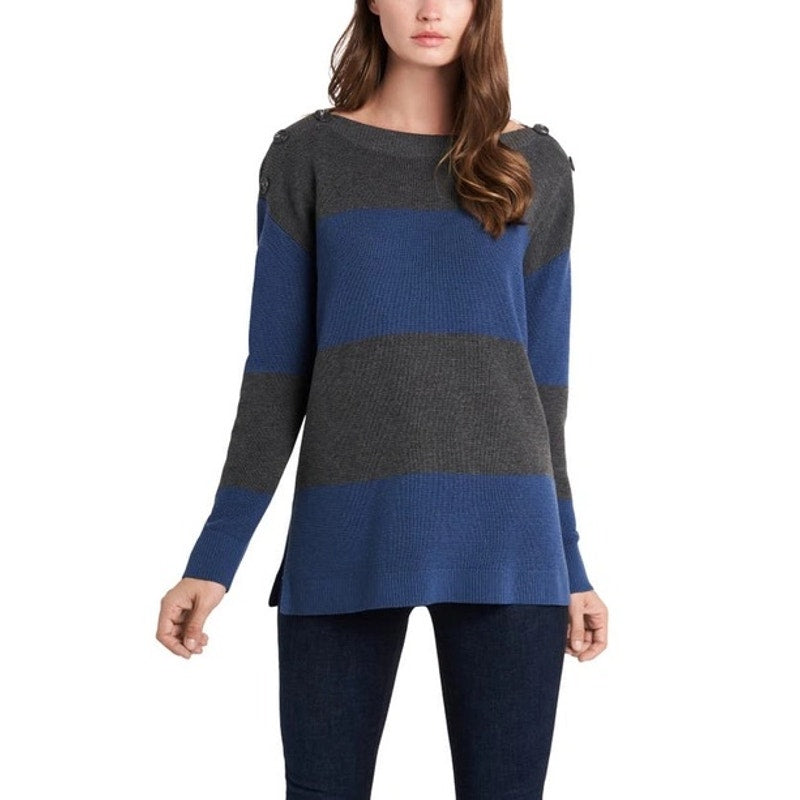 Vince Camuto NWT Button-shoulder Colorblocked Sweater In Cool Dusk Size Medium