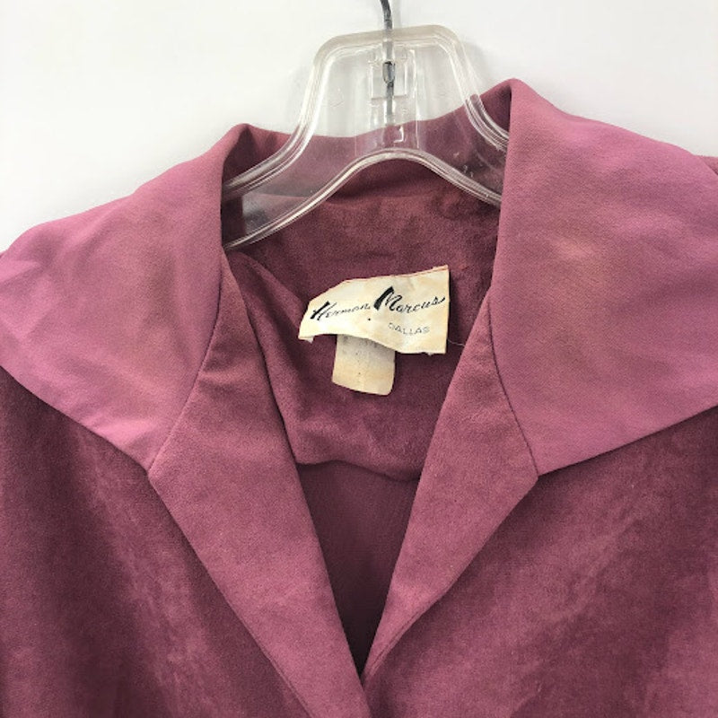 HERMAN MARCUS vintage wine/purple dress belt long sleeve M/L Fit Flare