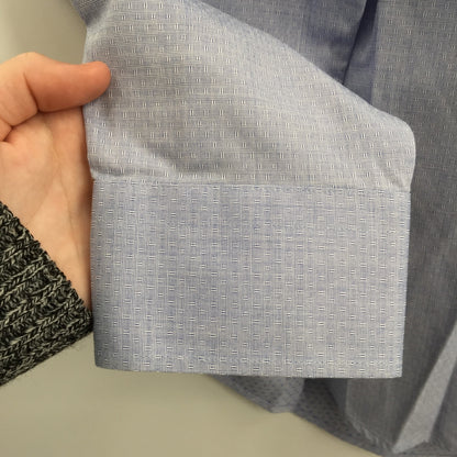 NORDSTROM  Neck 16" Trim Fit Non-Iron Dress Shirt blue White Subtle dot Med Wash