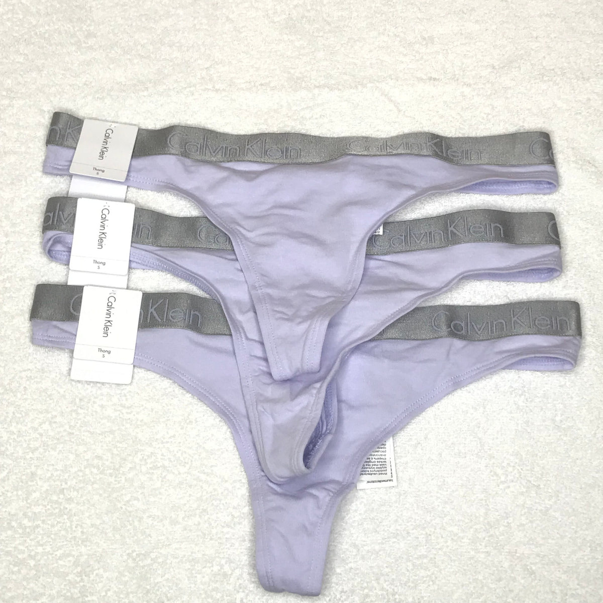 Calvin Klein Thong Panties Wide Elasticized Logo Band 3 pairs Set Small NWT