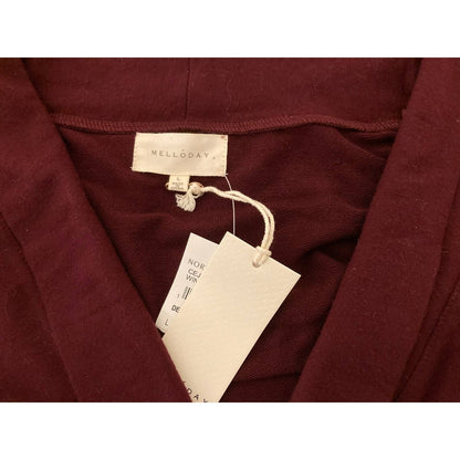 Melloday Women's Open Cardigan Sweater Large Wine NWT Slash Pockets Tunic Length