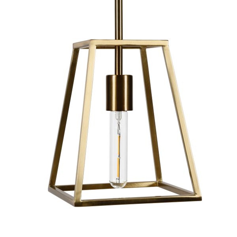 Rhom 8" Wide Open-Framed Pendant in Brass/No Shade Trapezoid