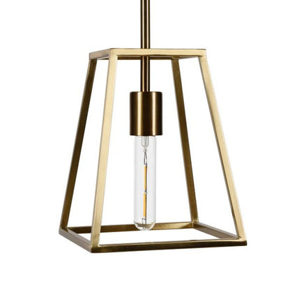 Rhom 8" Wide Open-Framed Pendant in Brass/No Shade Trapezoid