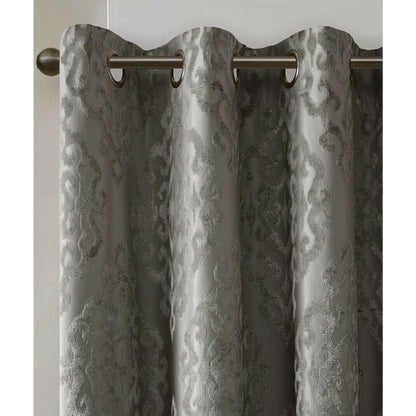 Sun Smart Mirage 50" x 84" Grey Damask Total Blackout Curtain Panel single one