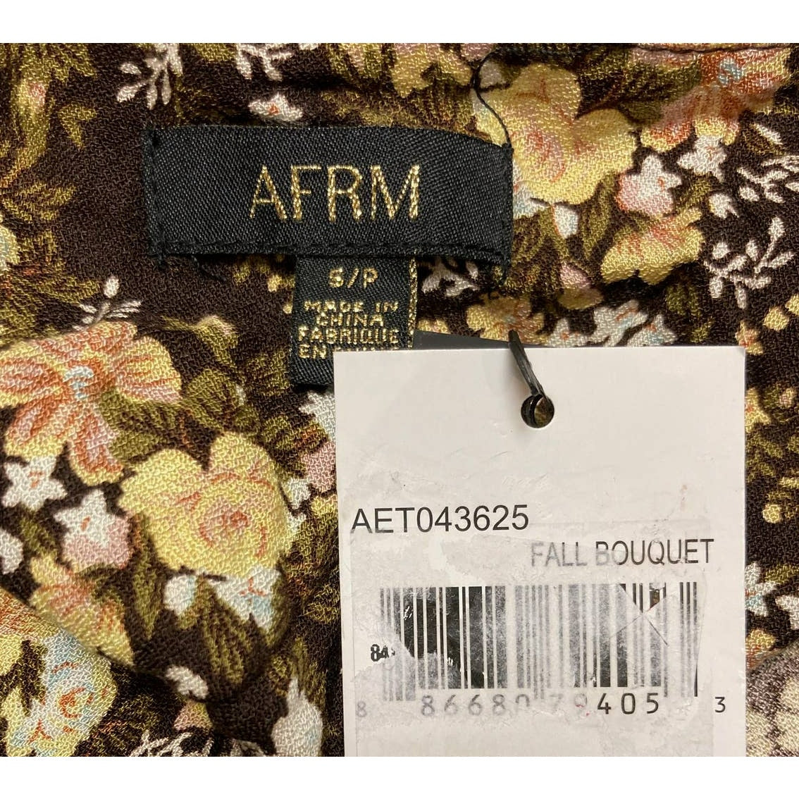 AFRM Fall Bouquet Floral Size Small/Petite SP NEW Wrap Front V-Neck Puff Sleeve