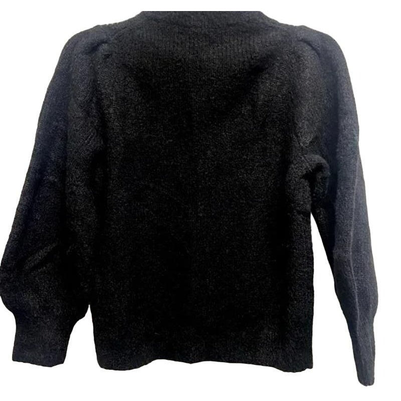 Madewell Eaton Pullover Crew Puff Sleeve Sweater Sz XS/Extra Small in Black NWT