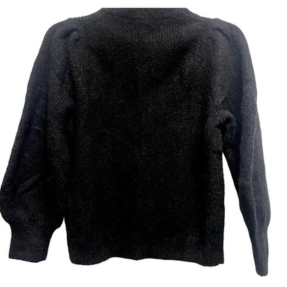 Madewell Eaton Pullover Crew Puff Sleeve Sweater Sz XS/Extra Small in Black NWT