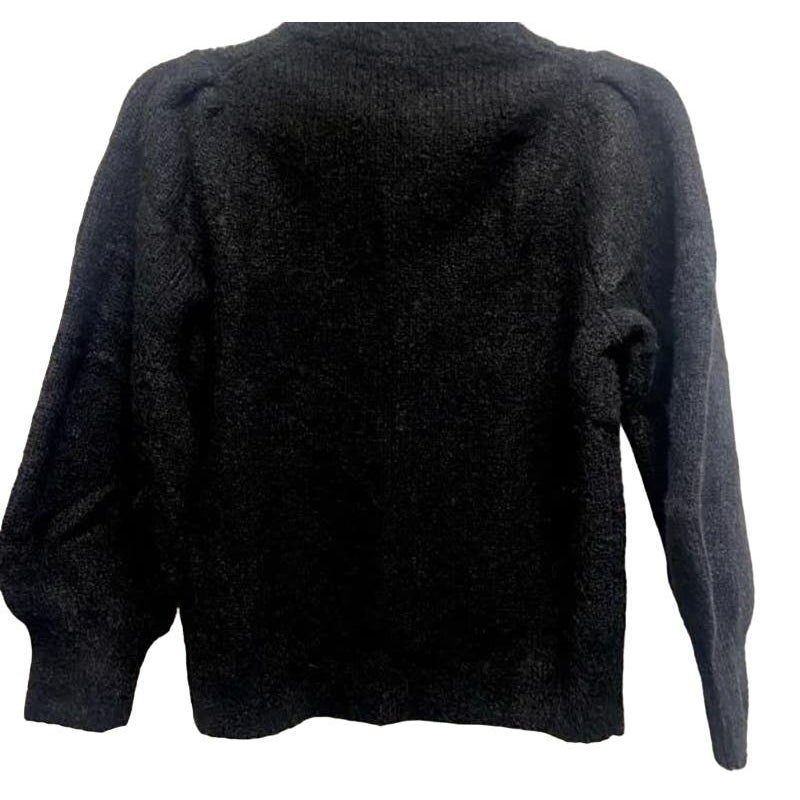 Madewell Eaton Pullover Crew Puff Sleeve Sweater Sz XS/Extra Small in Black NWT