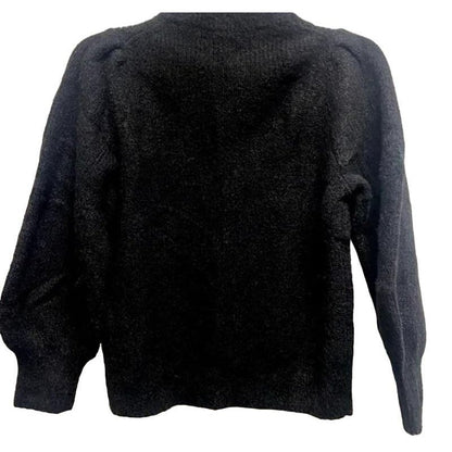 Madewell Eaton Pullover Crew Puff Sleeve Sweater Sz XS/Extra Small in Black NWT